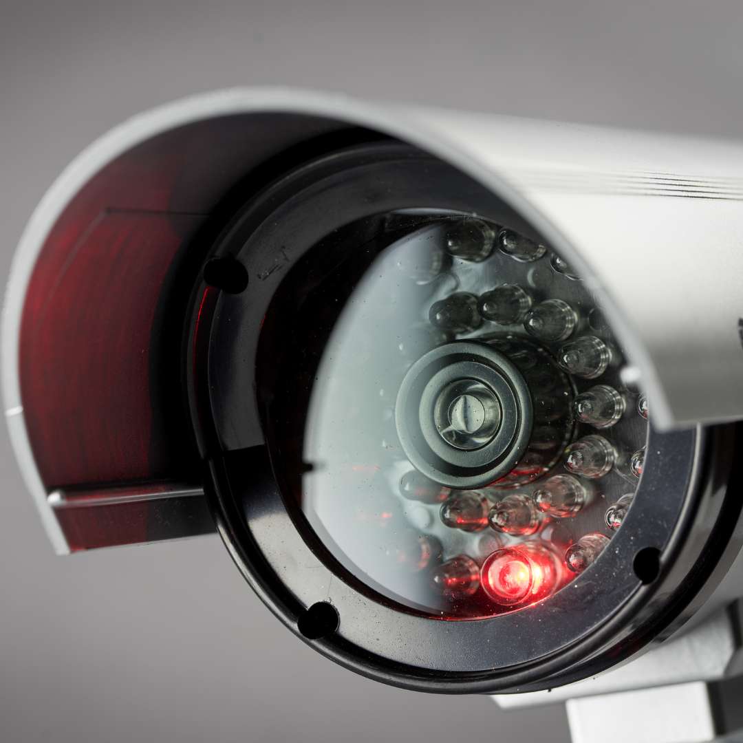 closeup of security camera